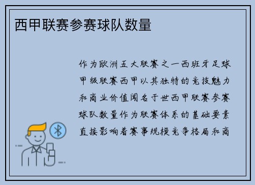 西甲联赛参赛球队数量